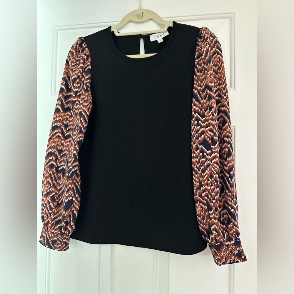 THML Black/Navy Orange Long Sleeve Top